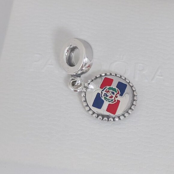 Pandora Dominican Republic Flag Dangle Charm Travel Vacation Pendant S925 Silver - Picture 5 of 8